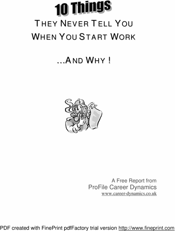 Product picture 10 things they never tell you when you start work...and why