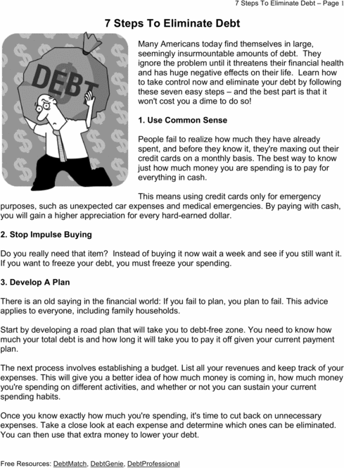 Product picture 7 Steps To Eliminate Debt